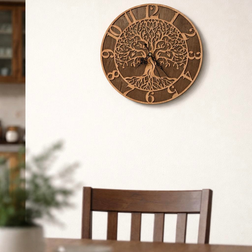 Orologio da Parete "Albero della Vita" – Simbolo di Forza e Rinascita - in Legno