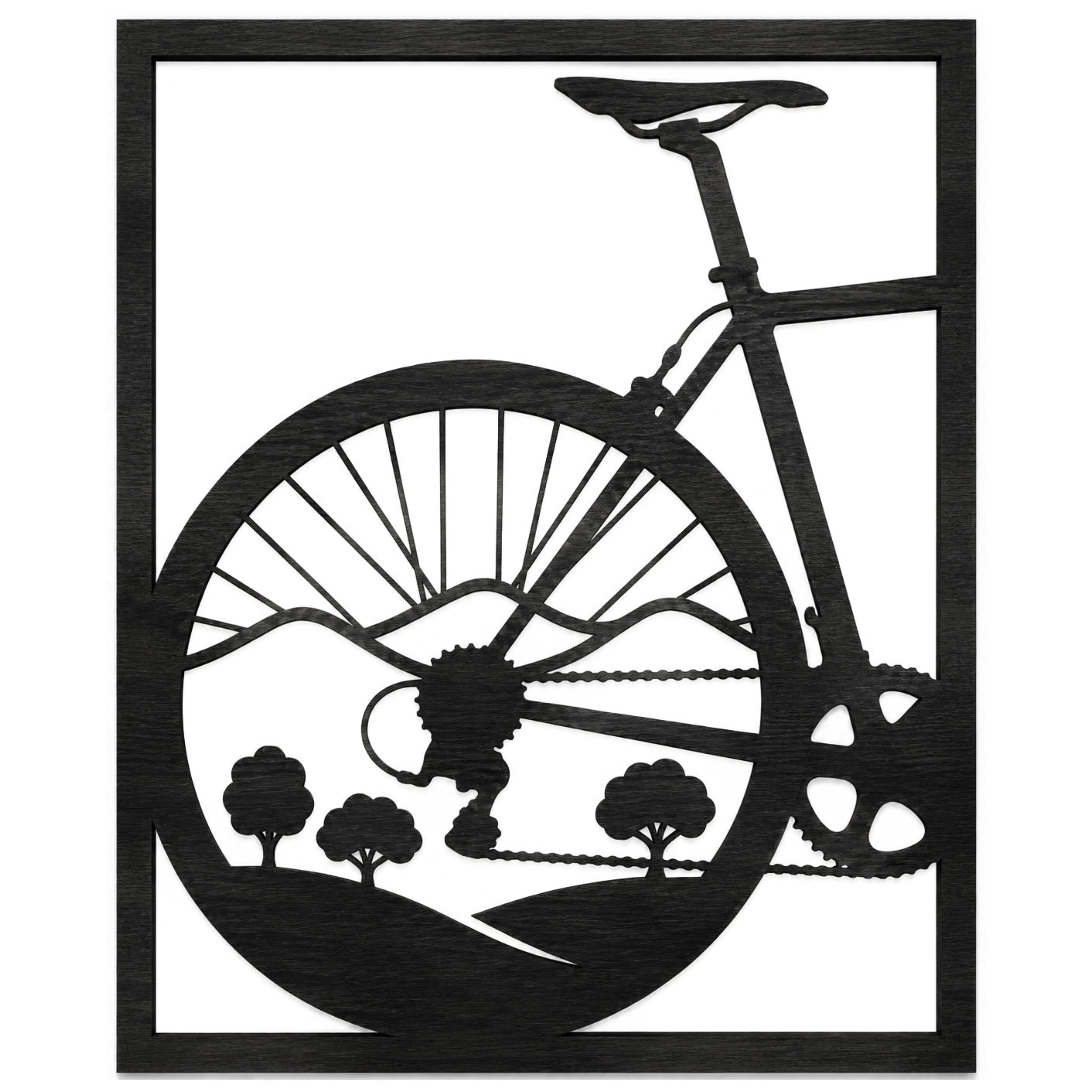 2 Quadri intagliati in Legno "Bici & Natura" – Decorazione Parete 3D (35x57 cm)
