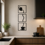 Set di 3 Quadri in Legno – Tazza di Caffè Moderna | Decorazione da Parete