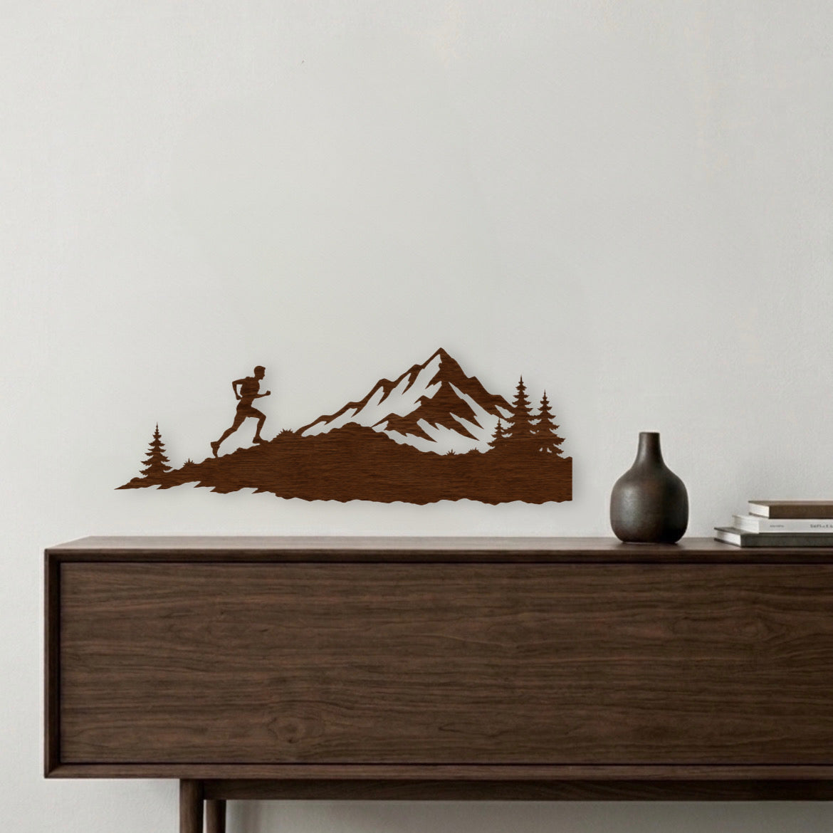 Decorazione da Parete ''Trail Running'' - in Legno Intagliato