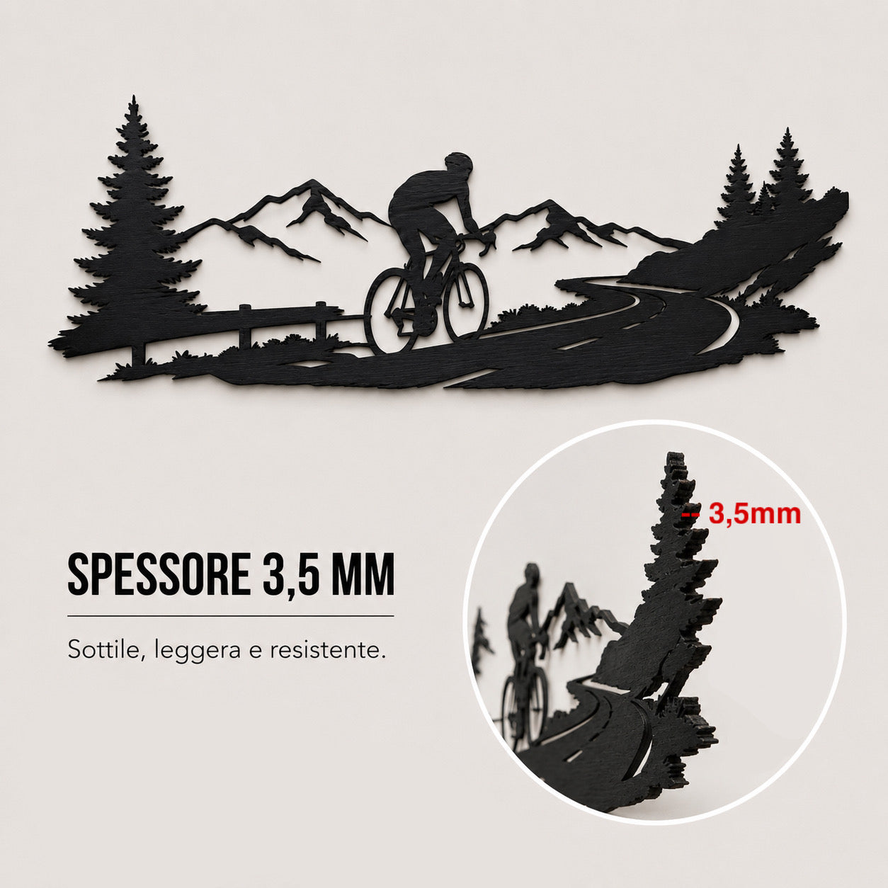 Decorazione da Parete "Cycling Passion" – Legno Intagliato