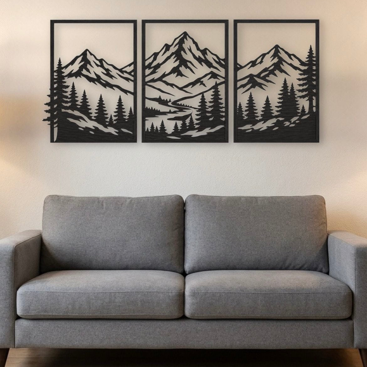 Trittico "Orizzonti Alpini" – Quadri Moderni in Legno