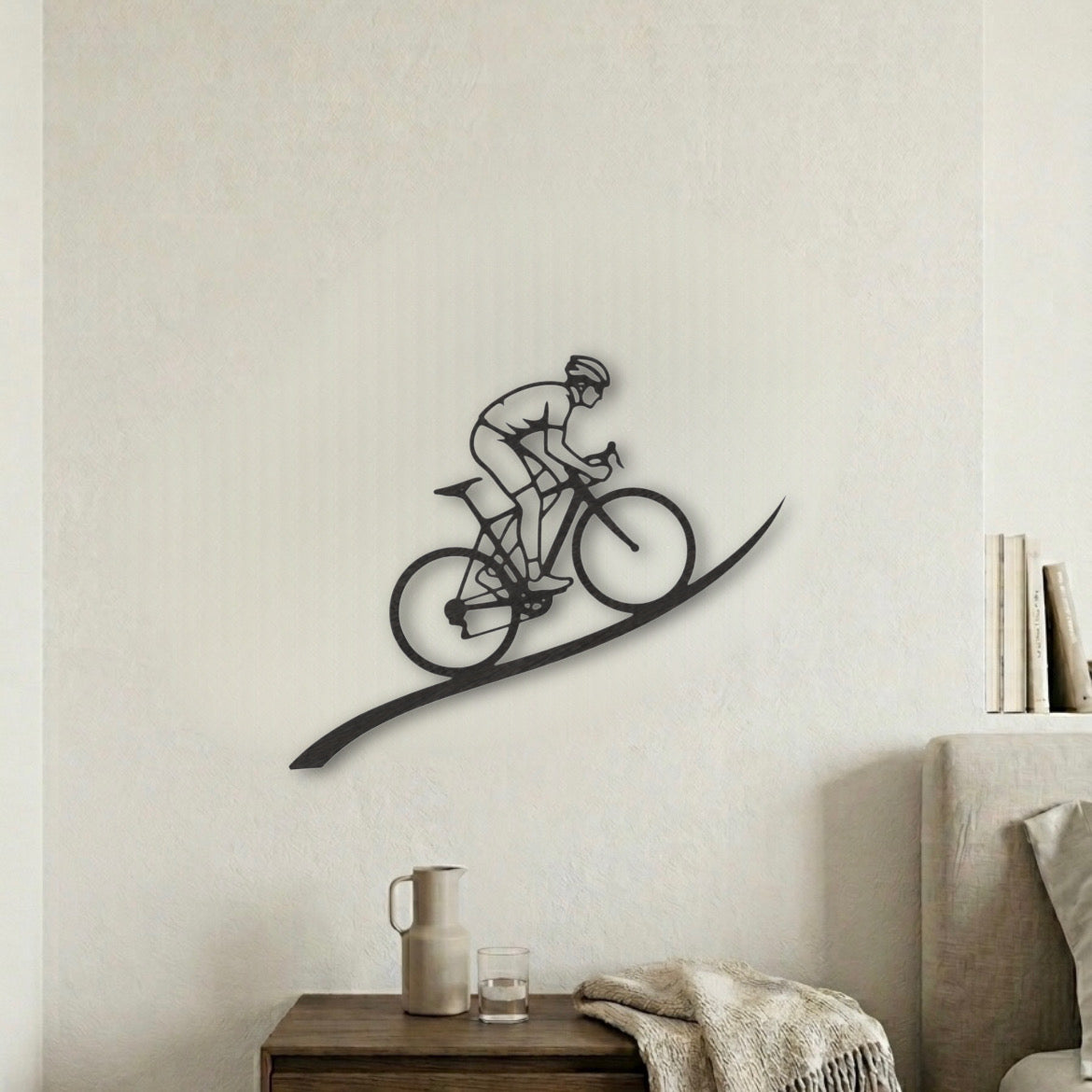 The Cyclist – Decorazione murale artigianale in legno