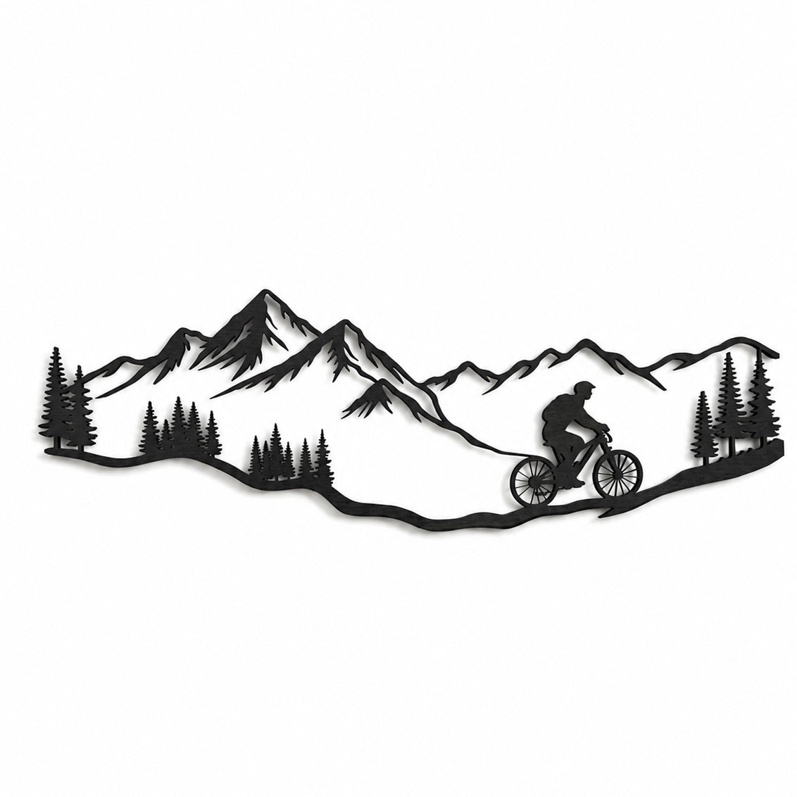 Decorazione in Legno - Uomo che Pratica Mountain Bike in Montagna