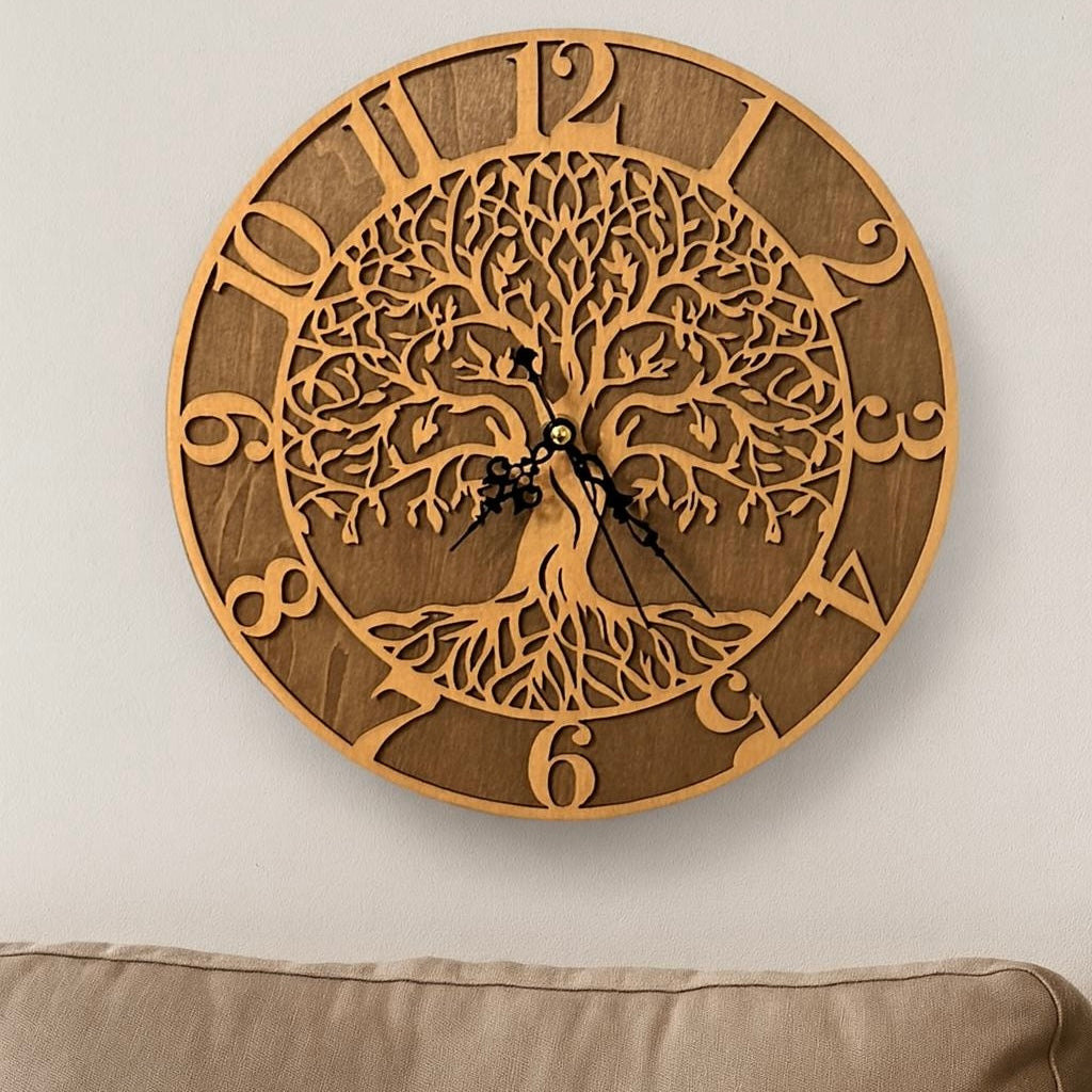 Orologio da Parete "Albero della Vita" – Simbolo di Forza e Rinascita - in Legno