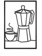Set 3 quadri tema caffè e tavola - Stile Line Art