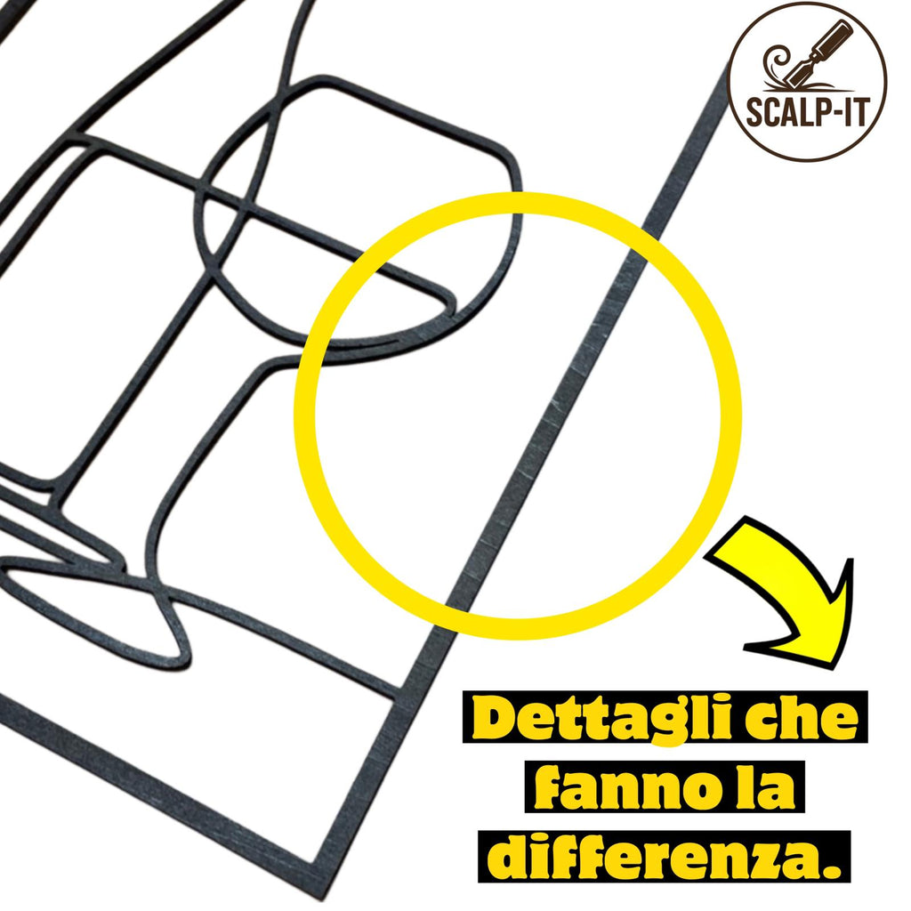 Set 3 quadri tema caffè e tavola - Stile Line Art