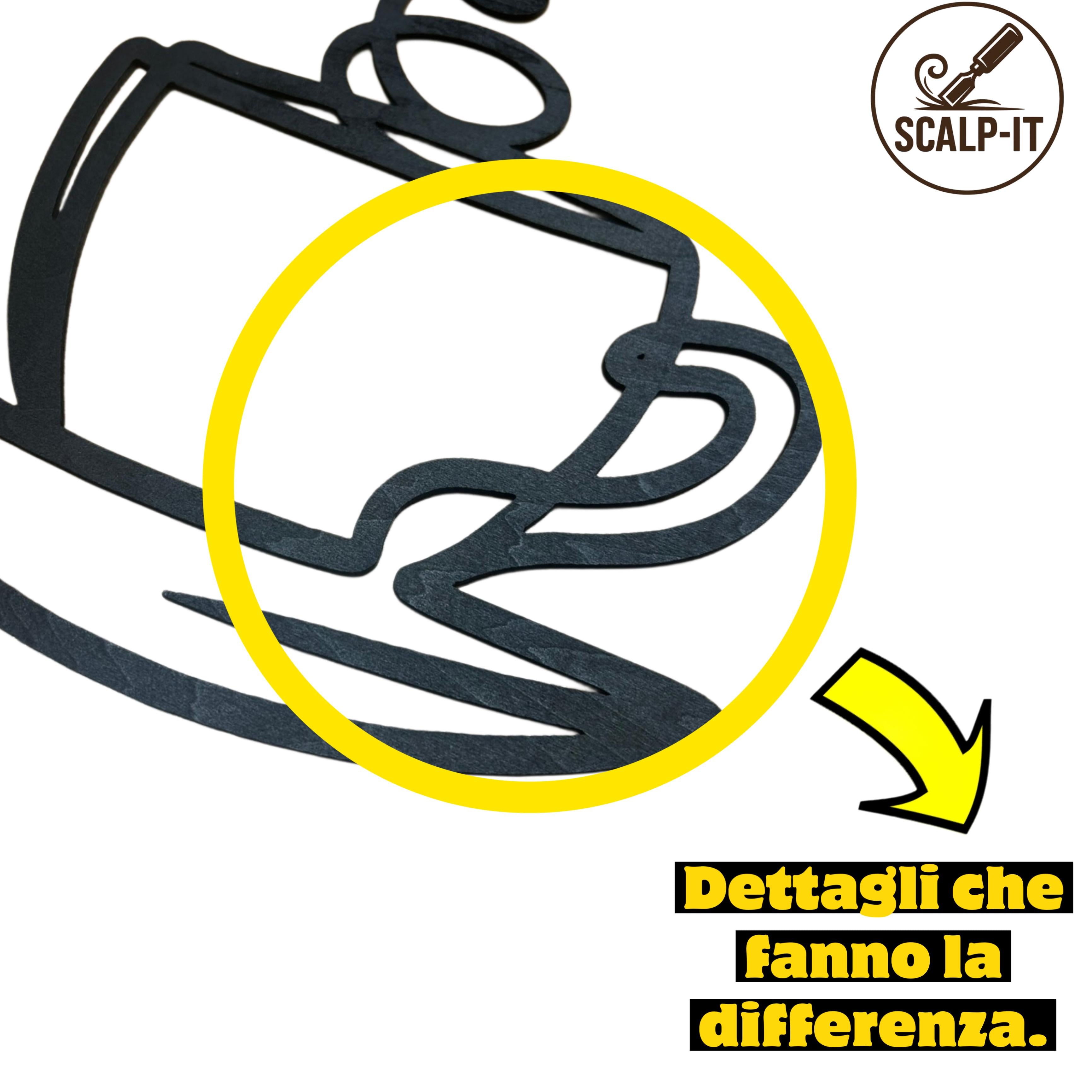 Tris ''Coffee Break'' : Set di 3 tazzine in legno stile Line Art con effetto 3d