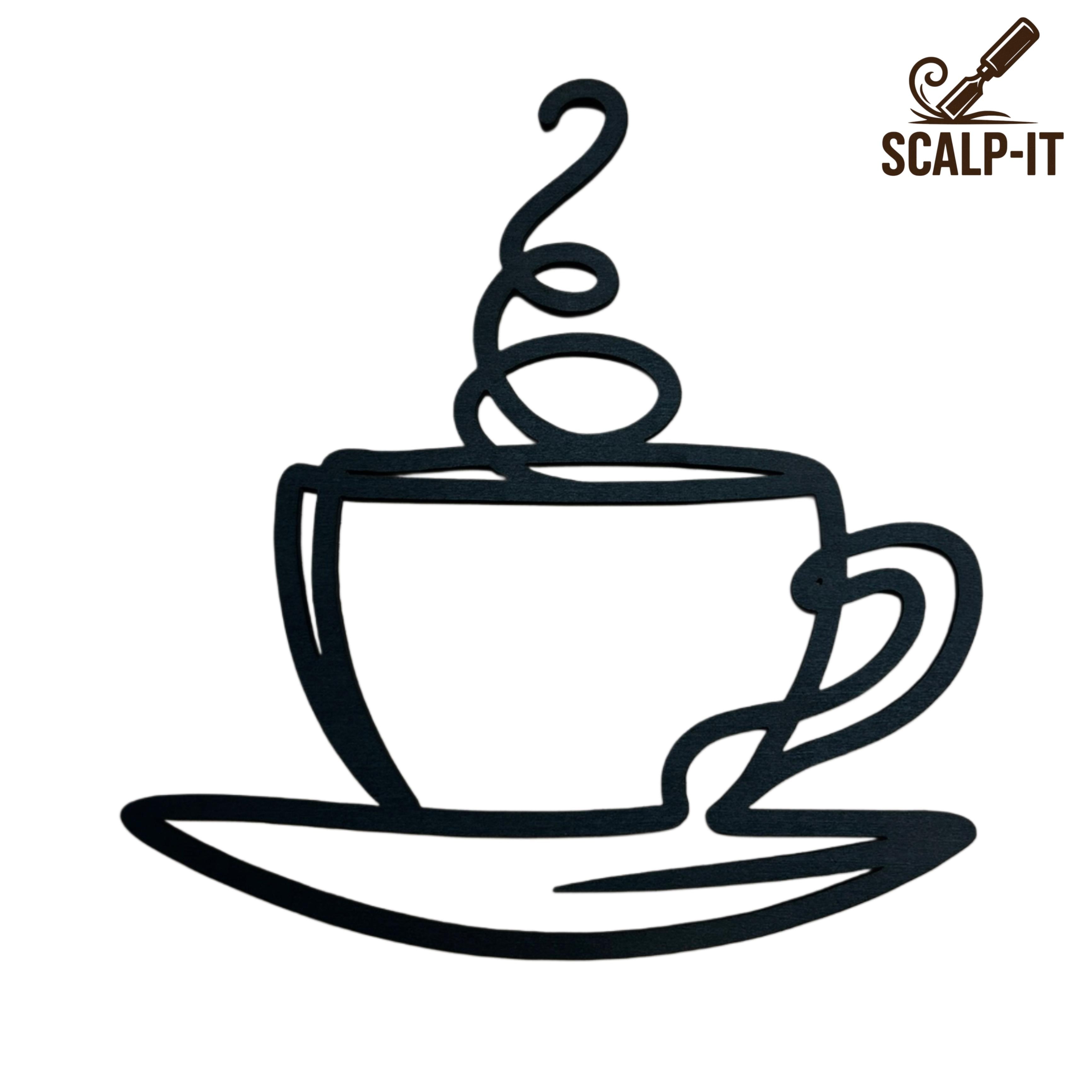 Tris ''Coffee Break'' : Set di 3 tazzine in legno stile Line Art con effetto 3d
