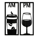 Set 2 quadri AM/PM Caffè e vino in legno