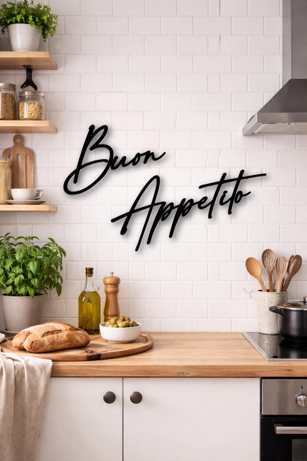 Scritta in legno da parete ''Buon Appetito''