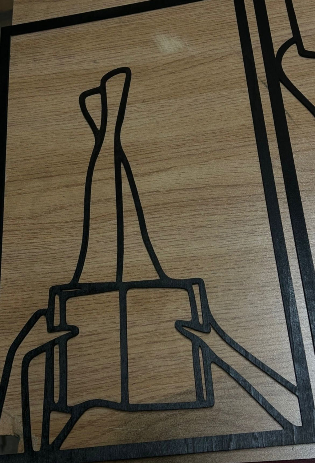 Set 3 quadri in legno stile Line Art - Lettura, caffè e vino