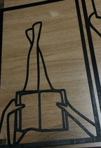 Set 3 quadri in legno stile Line Art - Lettura, caffè e vino