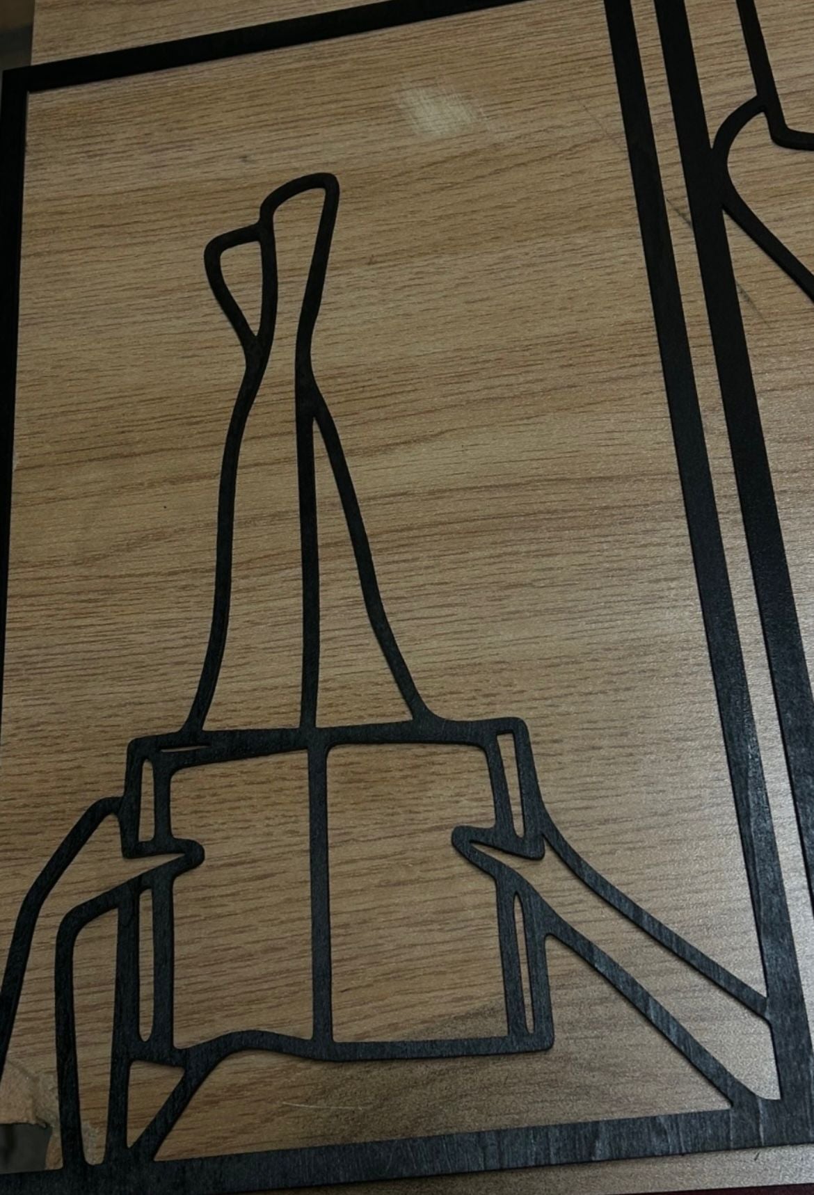 Set 3 quadri in legno stile Line Art - Lettura, caffè e vino