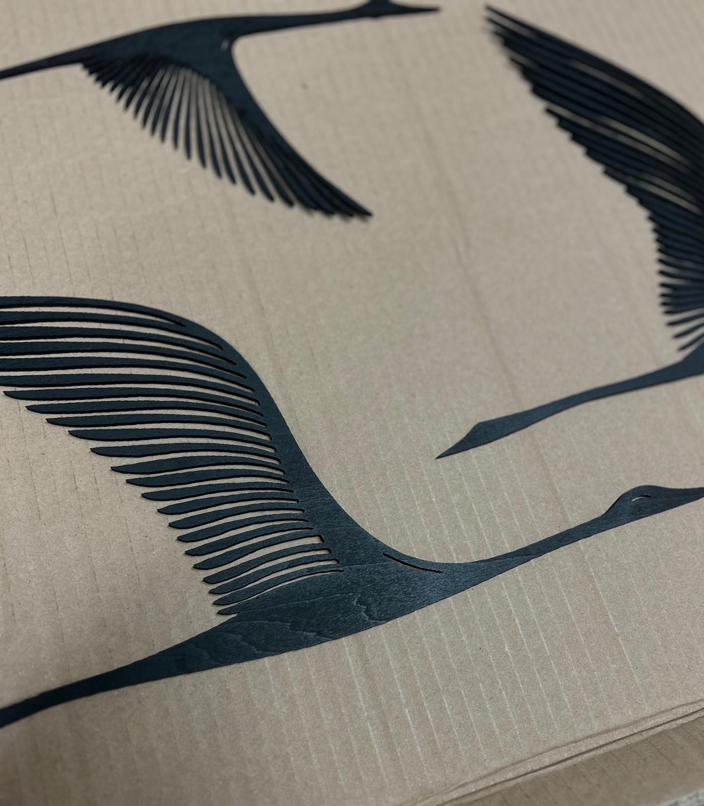 Set 3 Gru Giapponesi in legno da parete 🔥