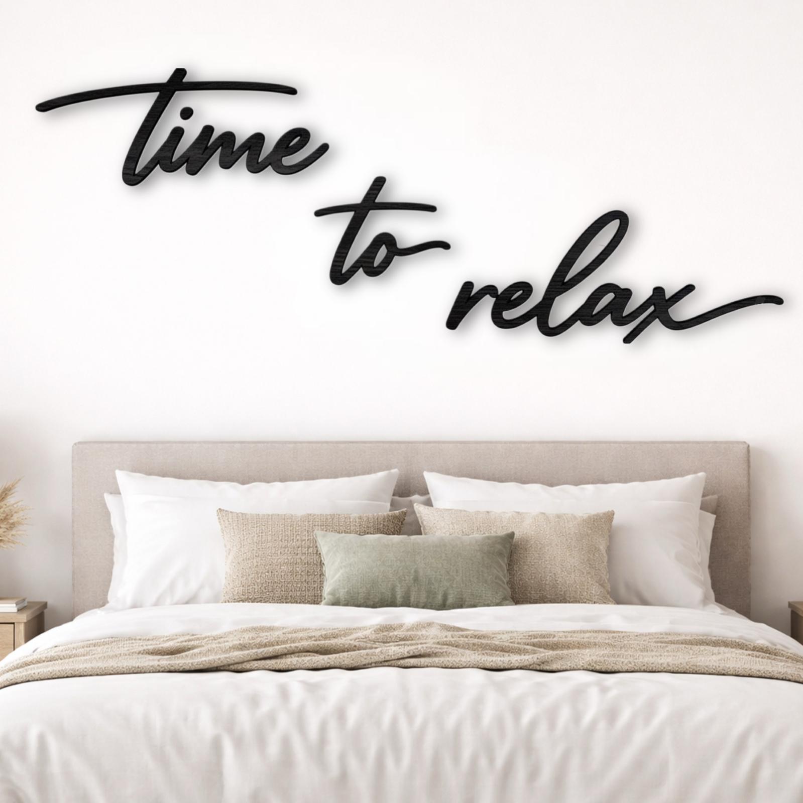 Scritta da parete ''Time To Relax'' in legno