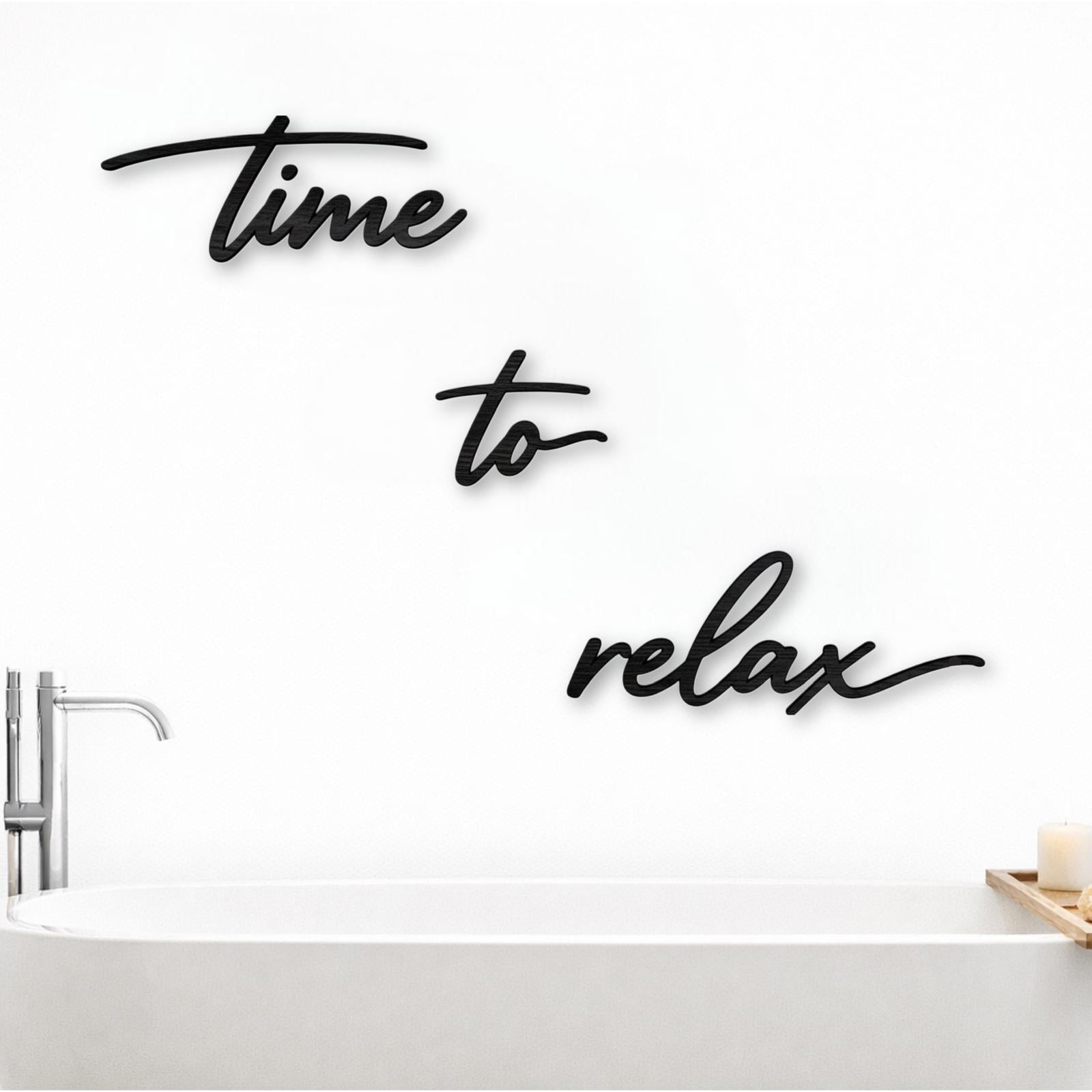 Scritta da parete ''Time To Relax'' in legno