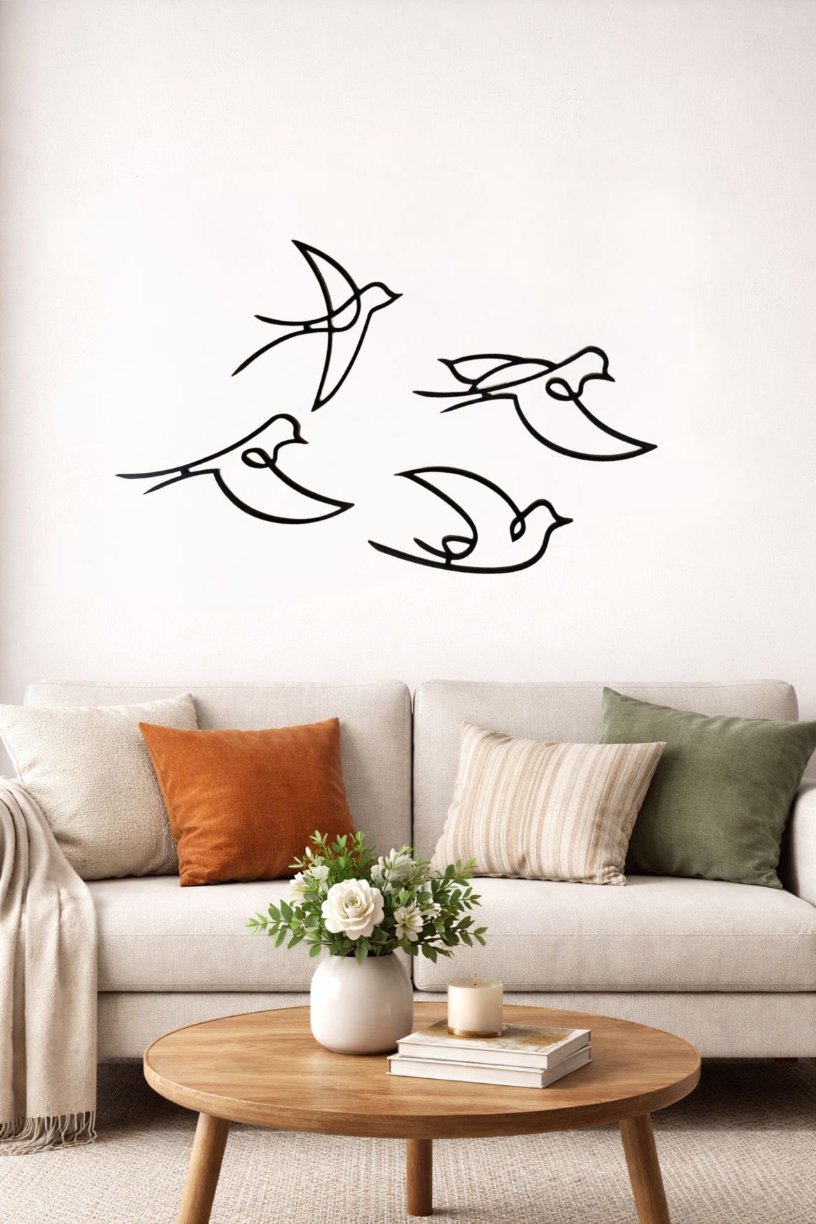 Set di 4 rondini stile minimal da parete in legno