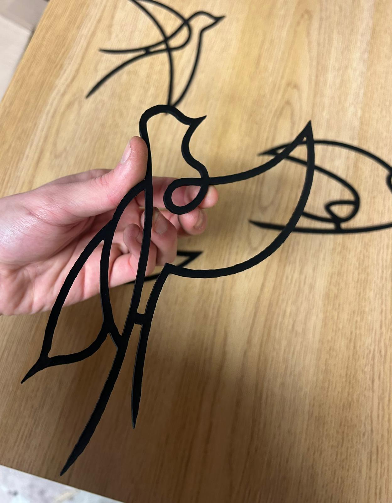 Set di 4 rondini stile minimal da parete in legno