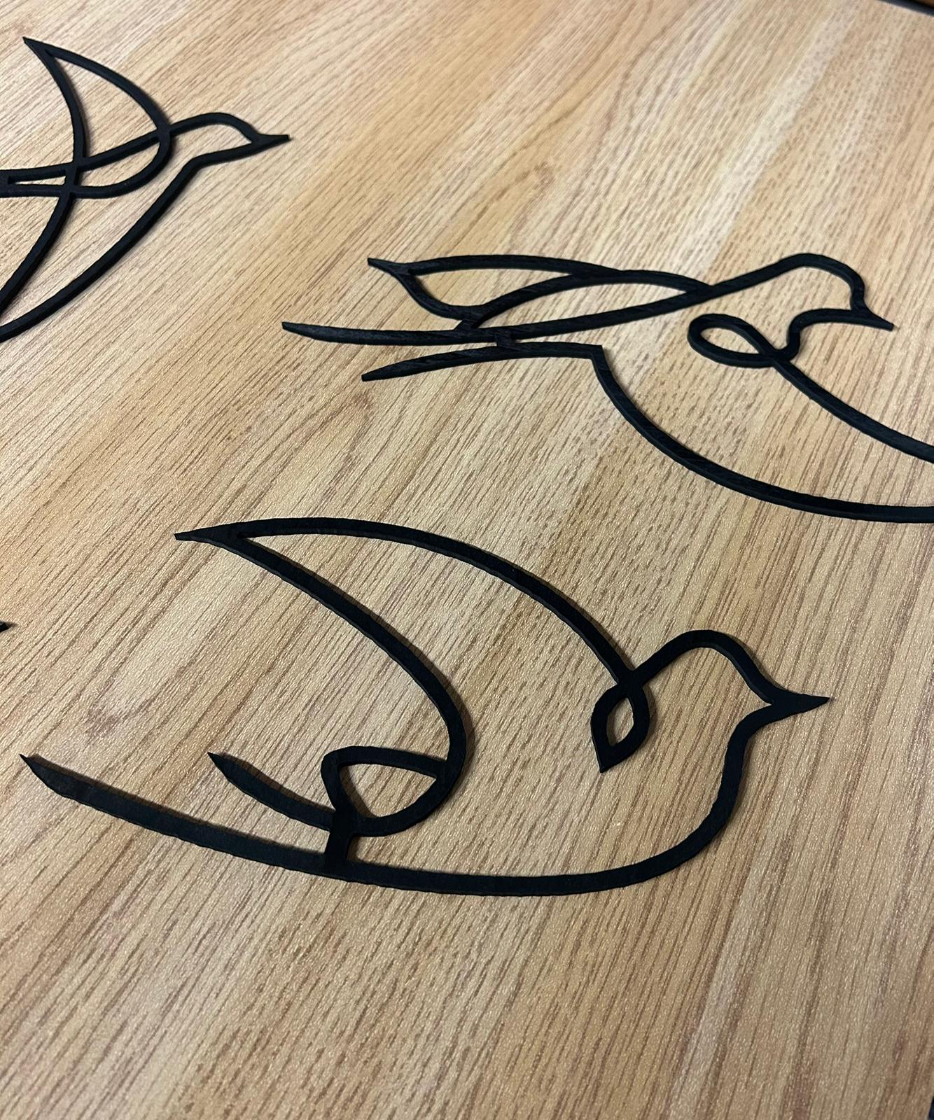 Set di 4 rondini stile minimal da parete in legno