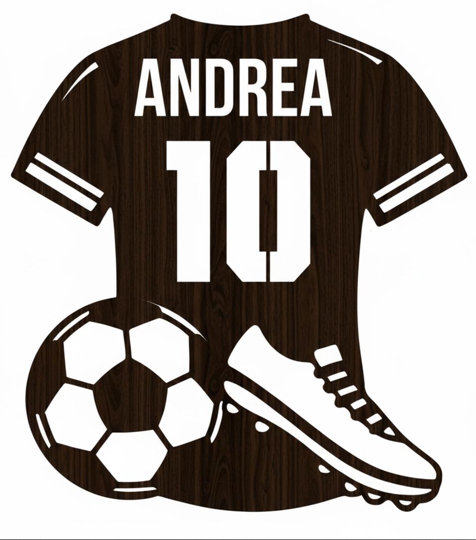 Maglia da calcio in legno personalizzabile con nome e numero