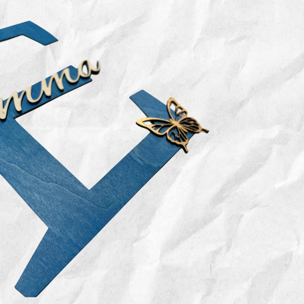 Lettera e nome personalizzata in legno - effetto 3d