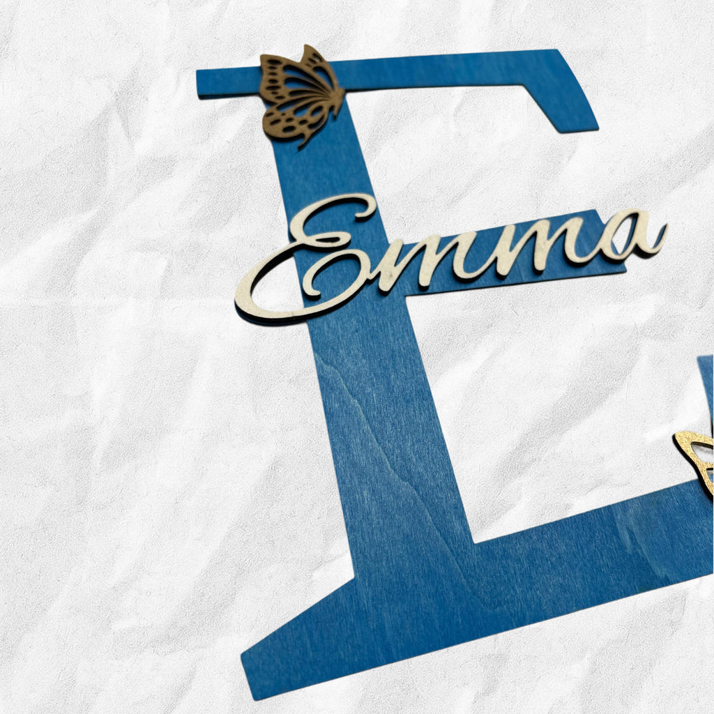 Lettera e nome personalizzata in legno - effetto 3d