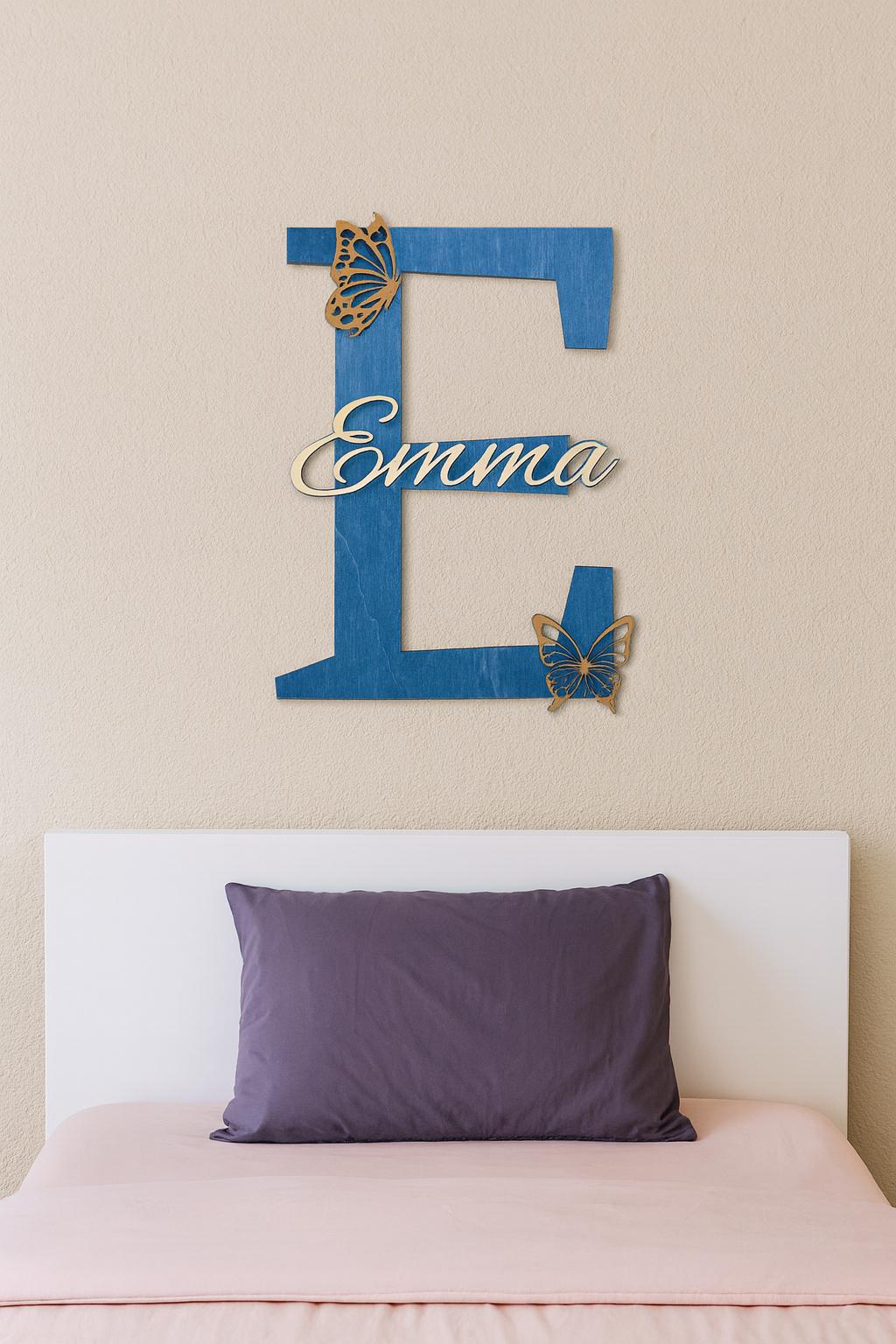 Lettera e nome personalizzata in legno - effetto 3d