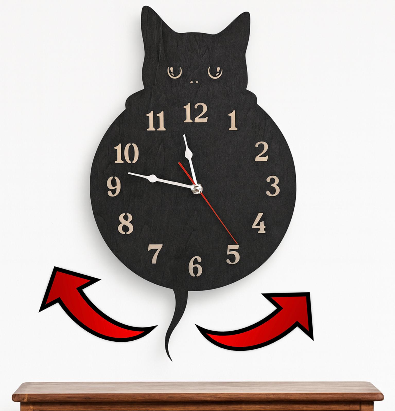 Orologio a Pendolo ''Gatto Curioso'' - In Legno di Faggio