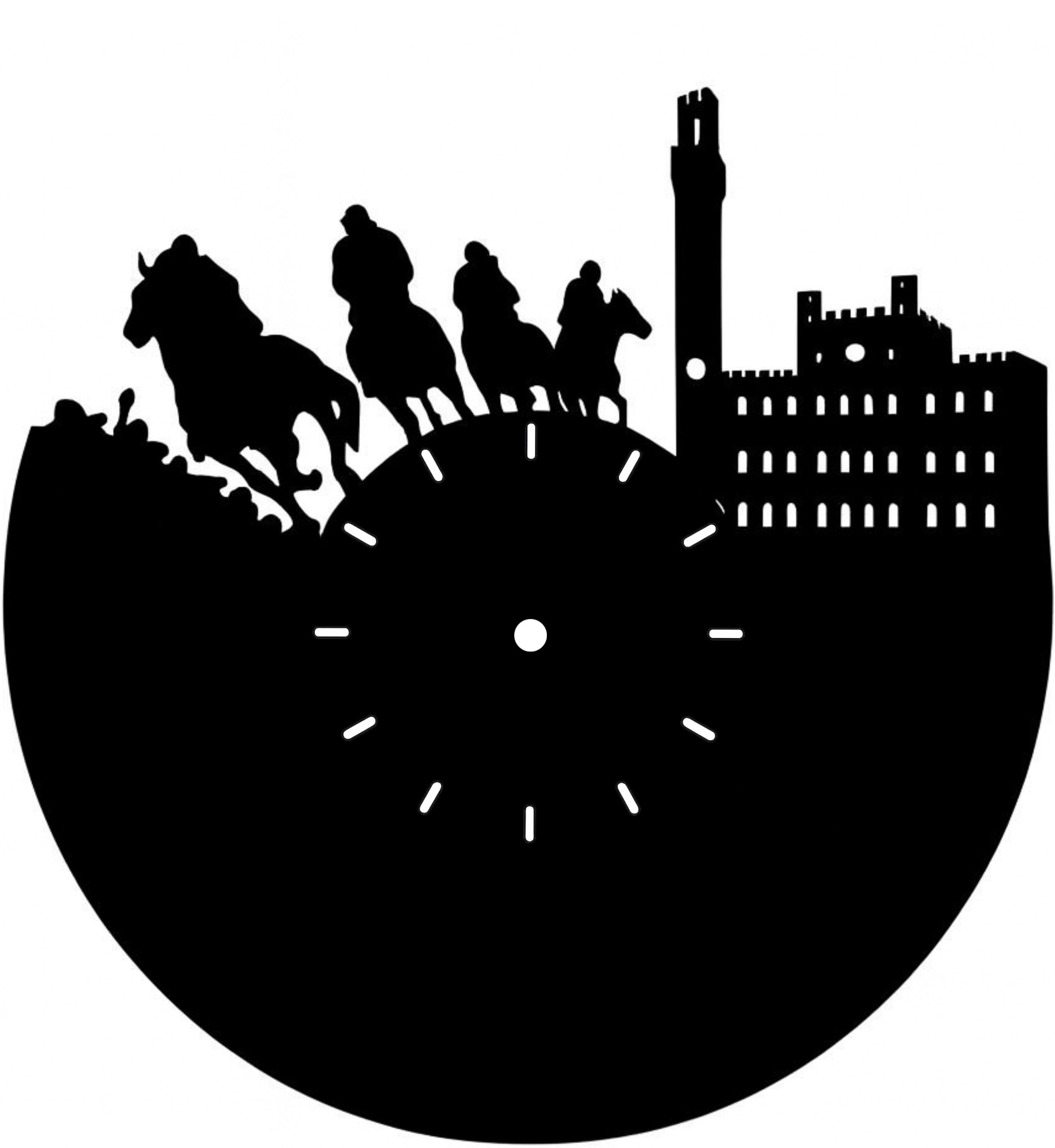 Orologio da Parete "Siena e il Palio" – in Legno