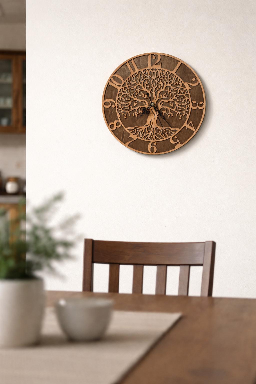 Orologio da Parete "Albero della Vita" – Simbolo di Forza e Rinascita - in Legno