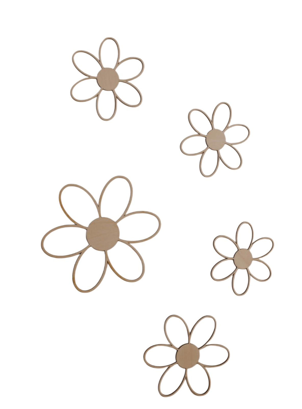 Set Fiori in Legno da Parete - Decorazione Artigianale - Biadesivo Incluso