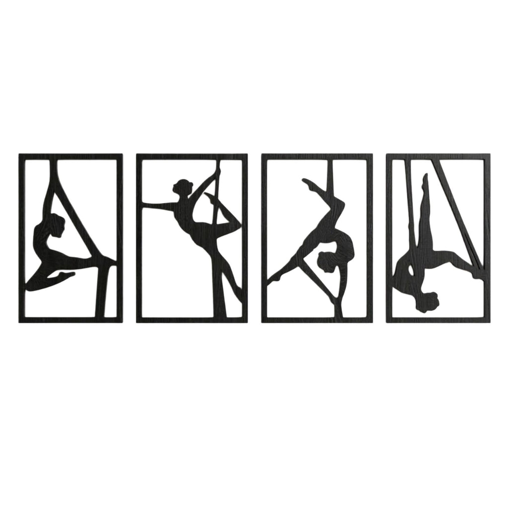 Set Quadri "Sinfonia Aerea" – Silhouette in Legno di Faggio per Danza e Acrobatica