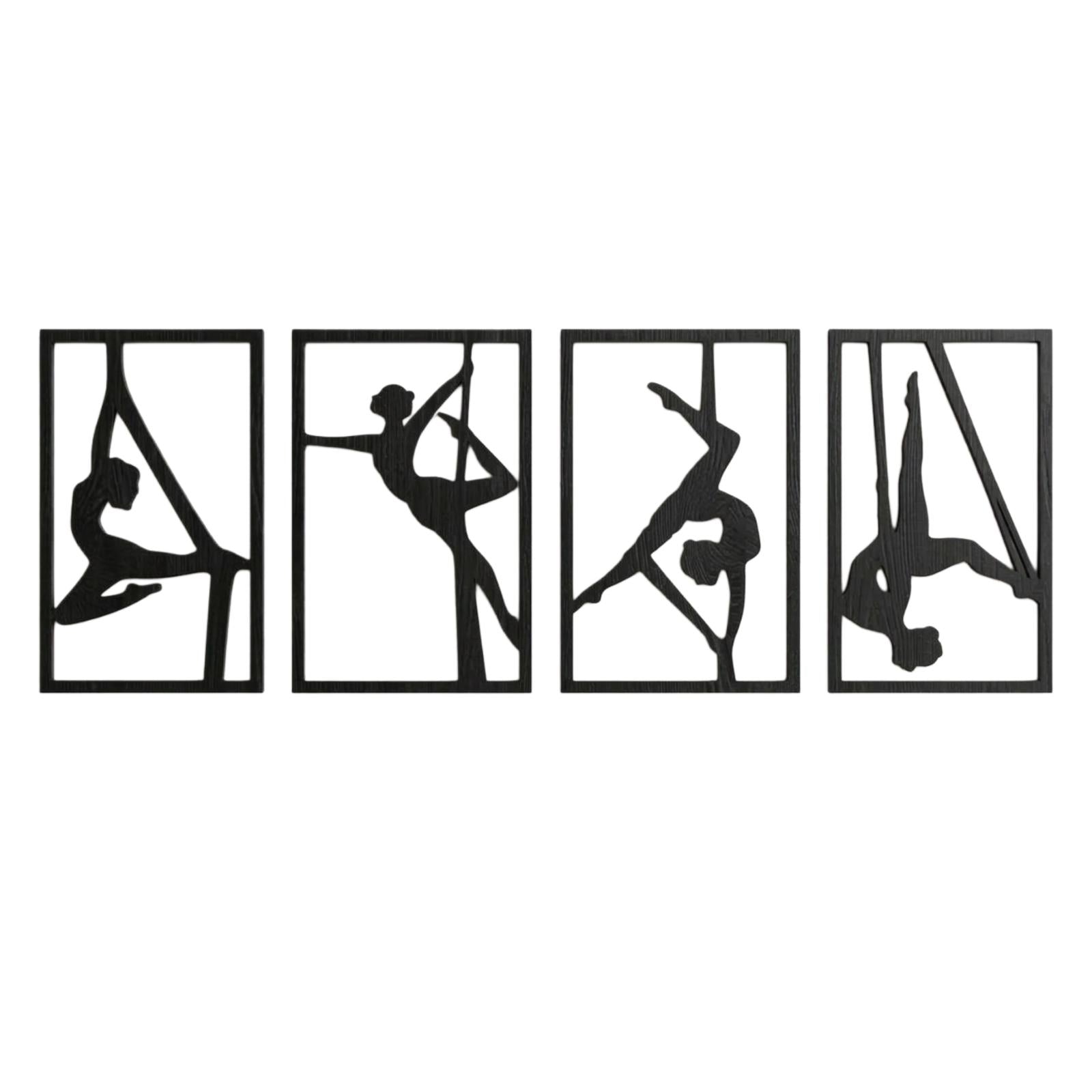 Set Quadri "Sinfonia Aerea" – Silhouette in Legno di Faggio per Danza e Acrobatica