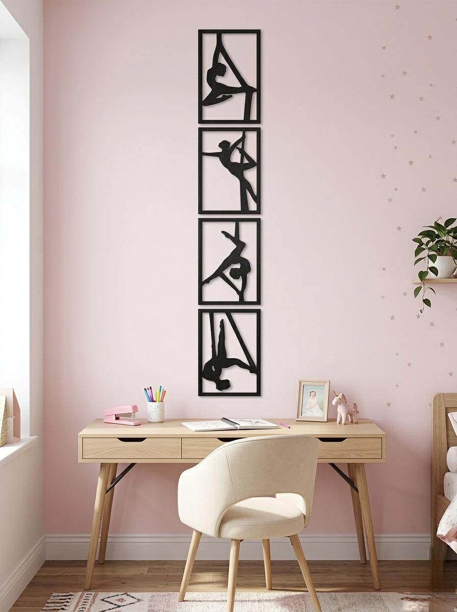 Set Quadri "Sinfonia Aerea" – Silhouette in Legno di Faggio per Danza e Acrobatica