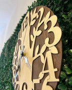 Orologio da Parete Artigianale "Albero della Vita" in Legno Bicolore – Silenzioso, 30 cm