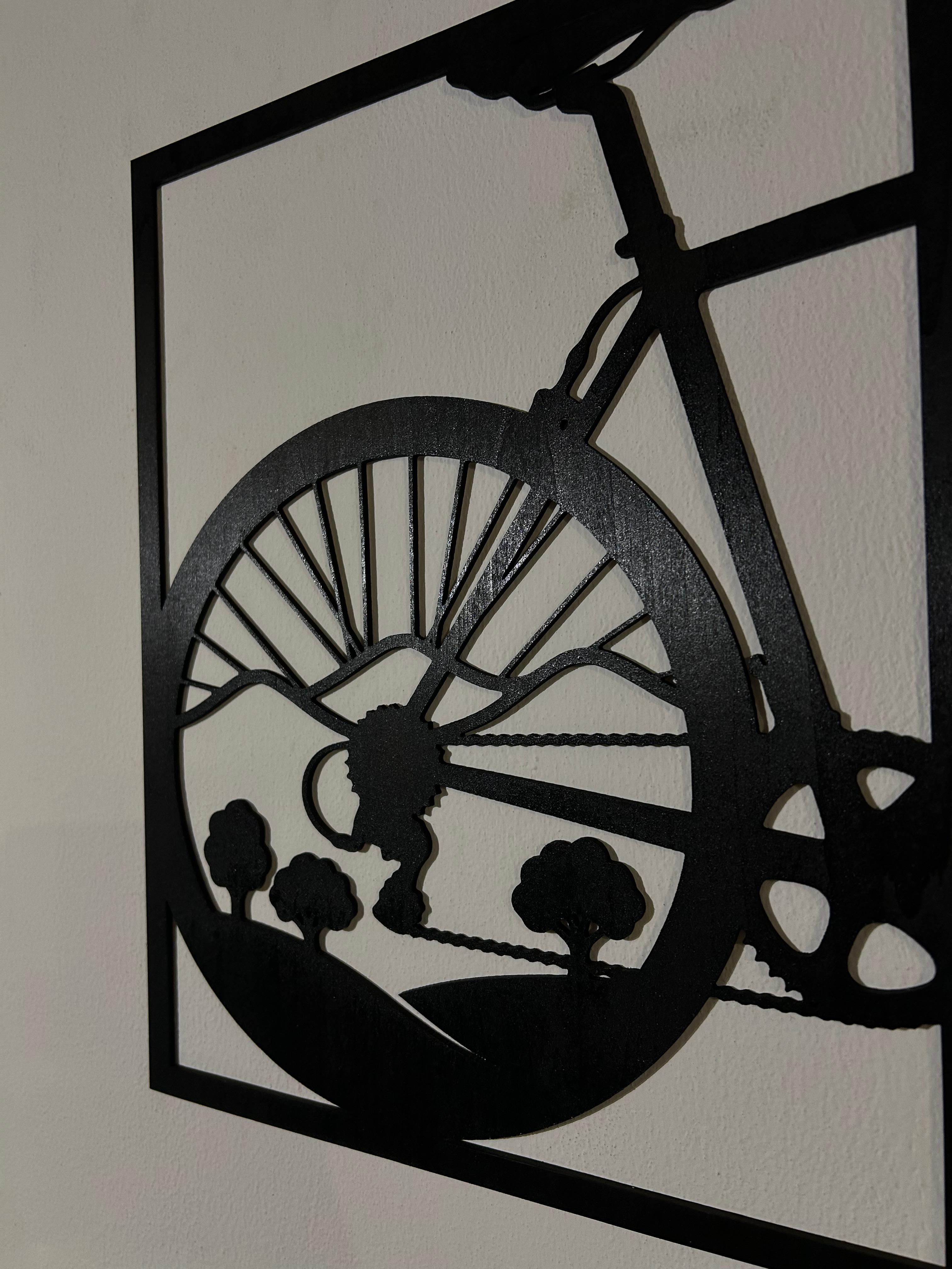 2 Quadri intagliati in Legno "Bici & Natura" – Decorazione Parete 3D (35x57 cm)