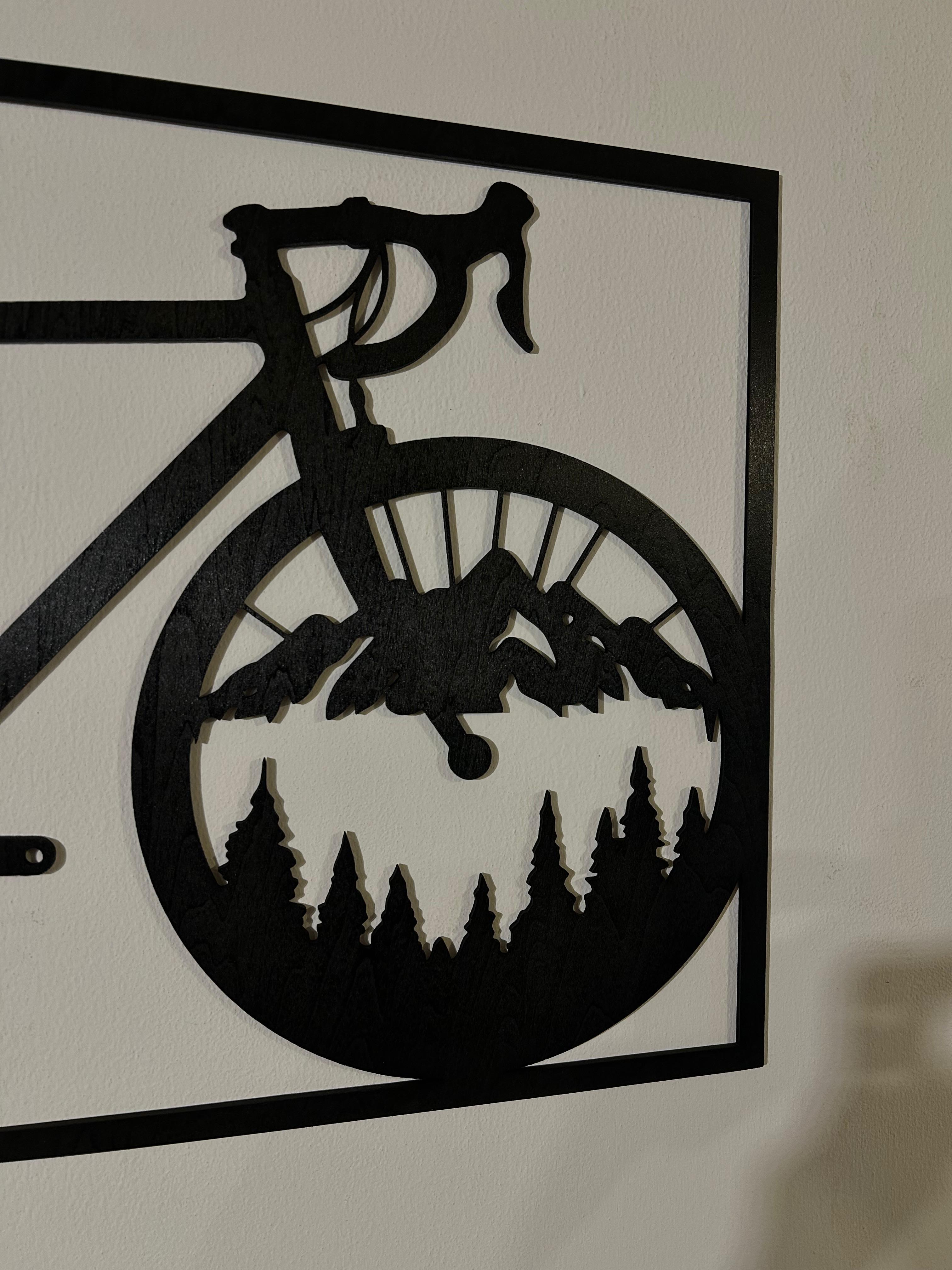 2 Quadri intagliati in Legno "Bici & Natura" – Decorazione Parete 3D (35x57 cm)