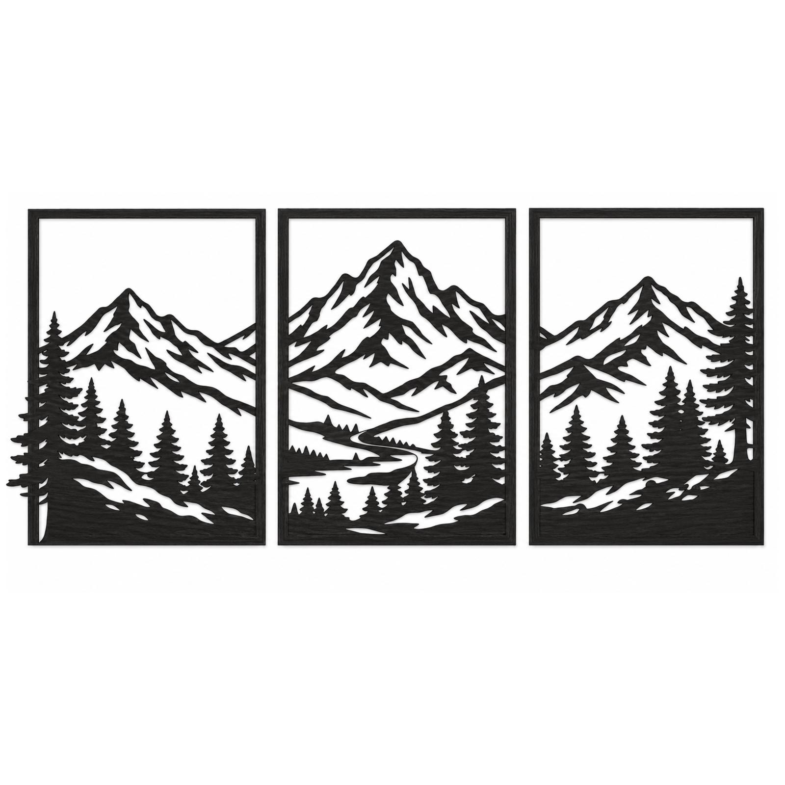 Trittico "Orizzonti Alpini" – Quadri Moderni in Legno